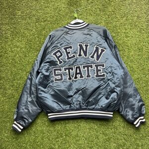 Vintage Penn State Chalk Line Jacket Mens XL Satin Bomber Varsity Snap Close